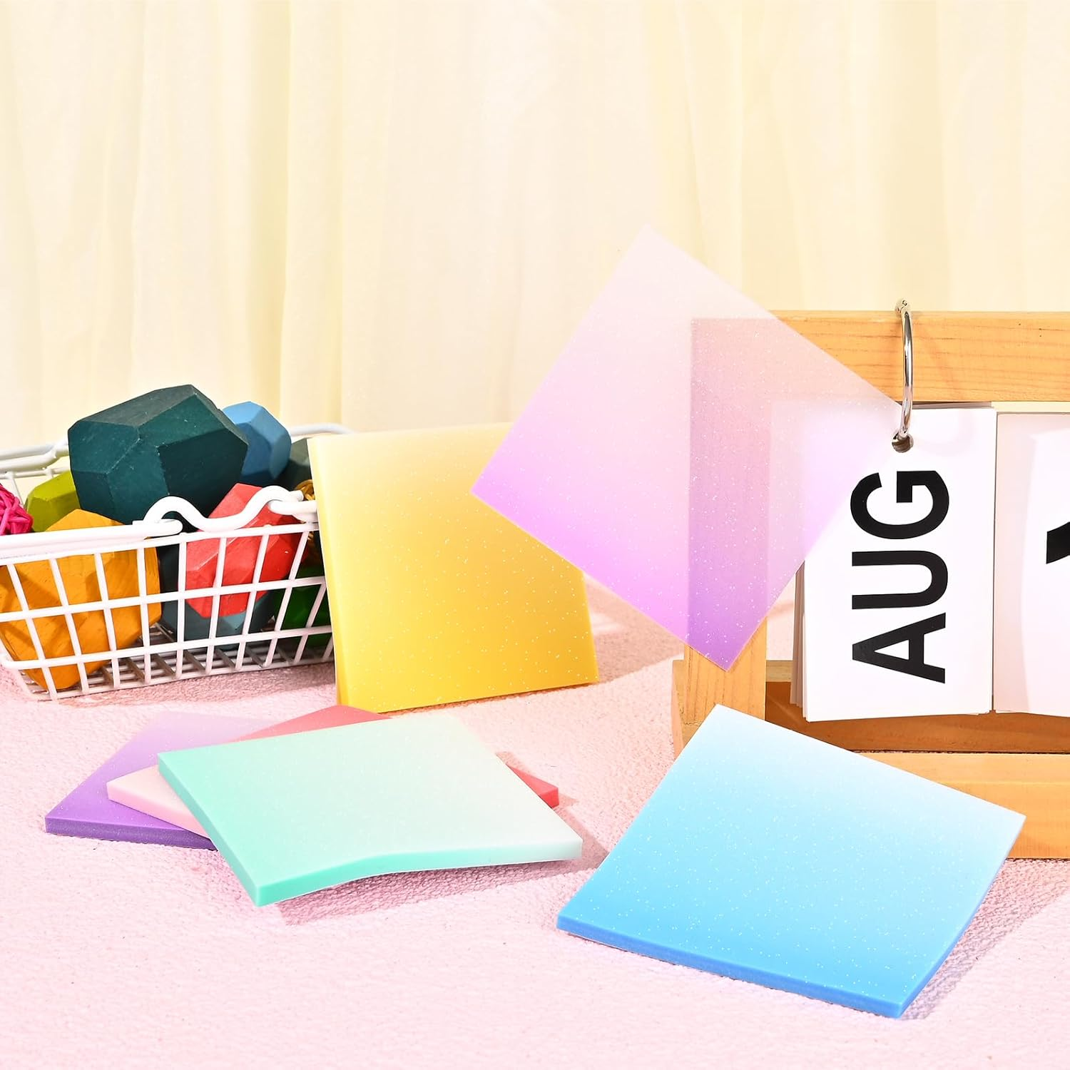 BAYTORY 250 Sheets Glitter Transparent Sticky Notes, 3 X 3 Clear Memo Pads, Waterproof Self-Stick Note, See through Aesthetic Self-Adhesive Note for Bible Accessories (Gradient Color)