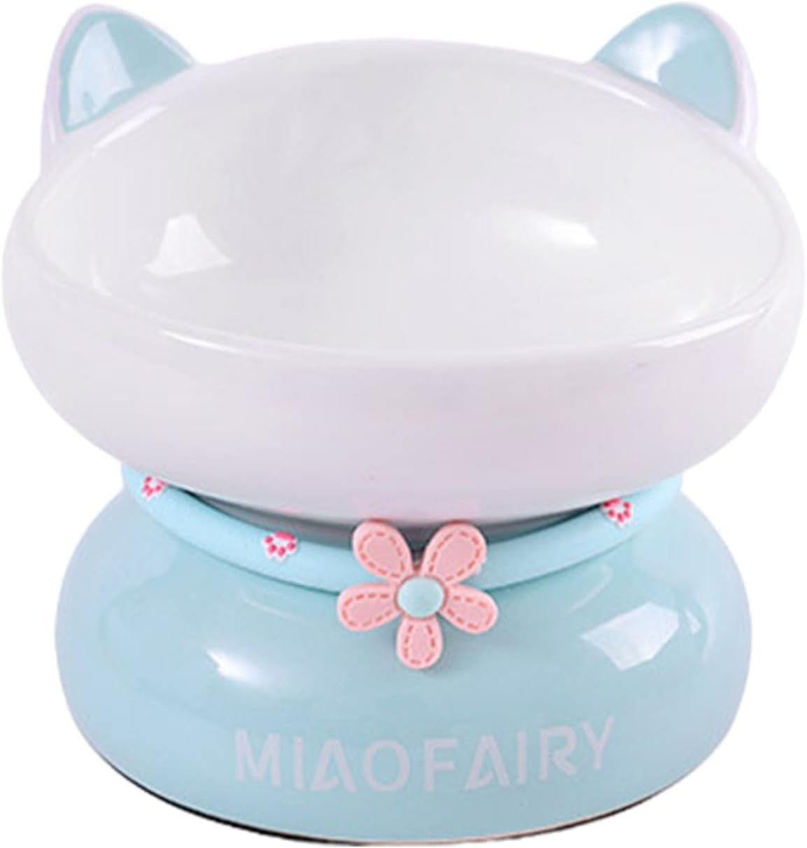 Yabauuop Ceramic Cat Food Bowls - 15 Degree Tilted anti Vomiting Cat Dog Water Bowl,Slanted Mouth, Raised Cat Bowls with Non-Sip Stable Base for Indoor Cats Kittens image number 5