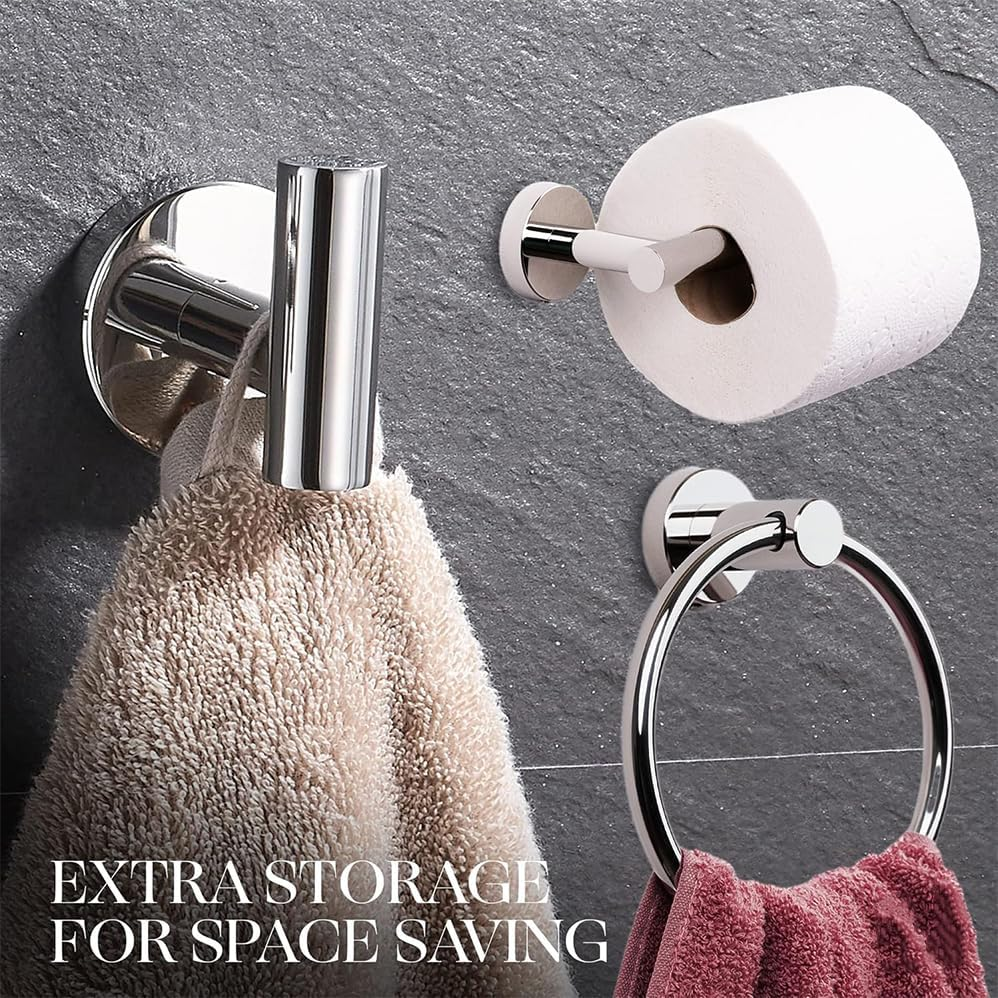 Circular 3-Piece Bathroom Hardware Set,Hand Towel Holder,Couple and Toilet Paper Holder,Wall Mounted Bathrooms Fixtures,Bathroom Accessories for Bathrooms Wall Mounted,Ideal for Bath,Kitchen,Rv image number 2