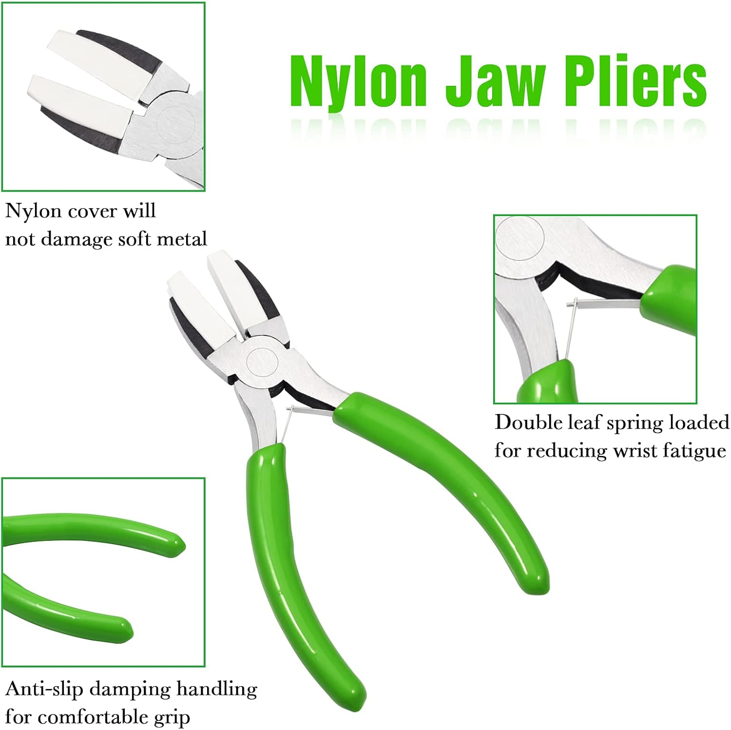 5" Double Nylon Jaw Flat Nose Pliers - Mini Precision Wire Looping and Bending Pliers for Jewelry Making, Handmade DIY Hobby Projects (2 Pieces) image number 5