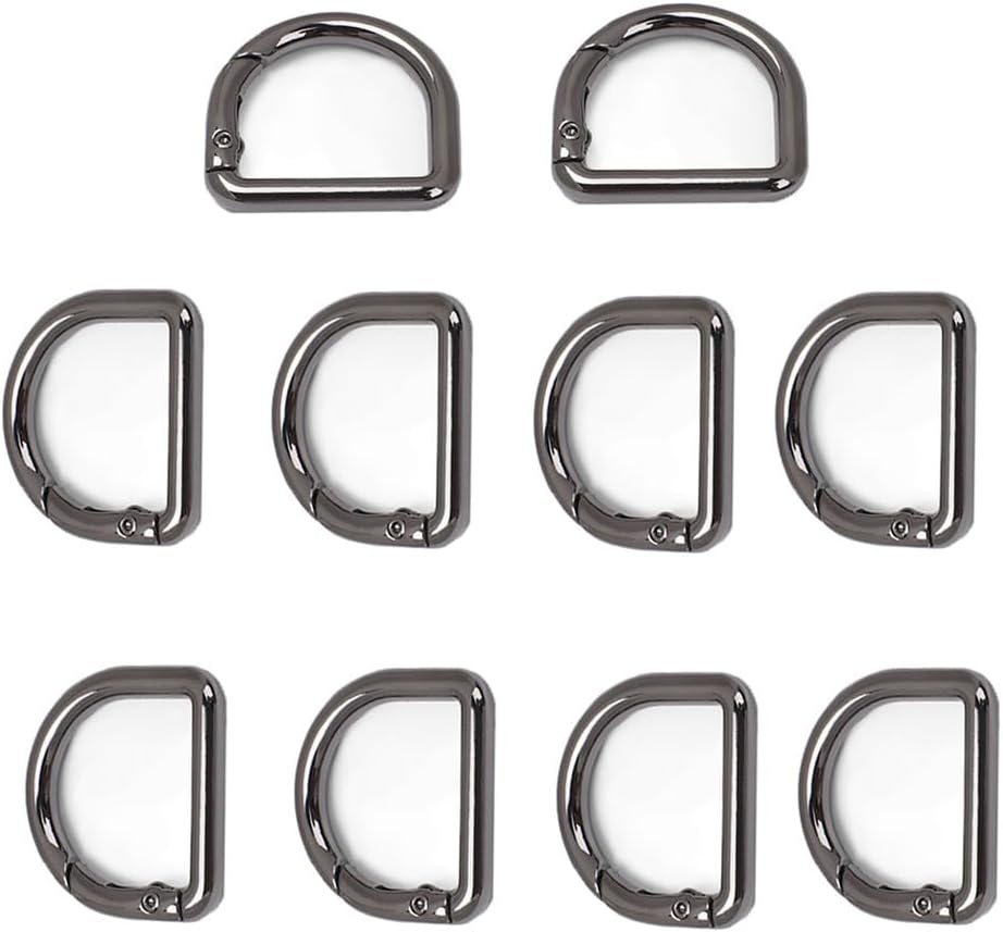 Naisfei 10 Pcs Metal Spring Clasp D Shape Snap Clip Hook Spring Keyring Buckles, Buckles Clasp Clamps for Backpacks Handbag, D Ring for Hardware Bags Ring Hand DIY Accessories(Black) image number 3