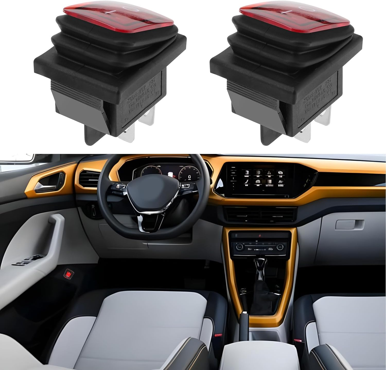 SING F LTD 4 Pcs Waterproof Rocker Toggle Switch 4 Pin 2 Position 16A 250V 20A 125V Red LED Light Indicator On/Off Lamp Rocker Switch for Car Truck Boat Motorhome image number 4