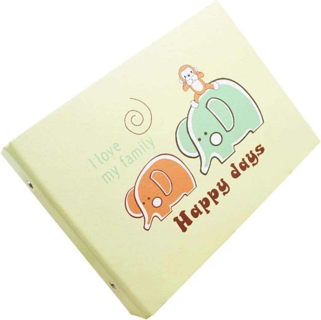 1Pc Adorable Elephant Pattern DIY Commemorative Photo Album Creative Decoration Book for Light Green Easy to Paste Pictures Present for Family and Friends image number 6