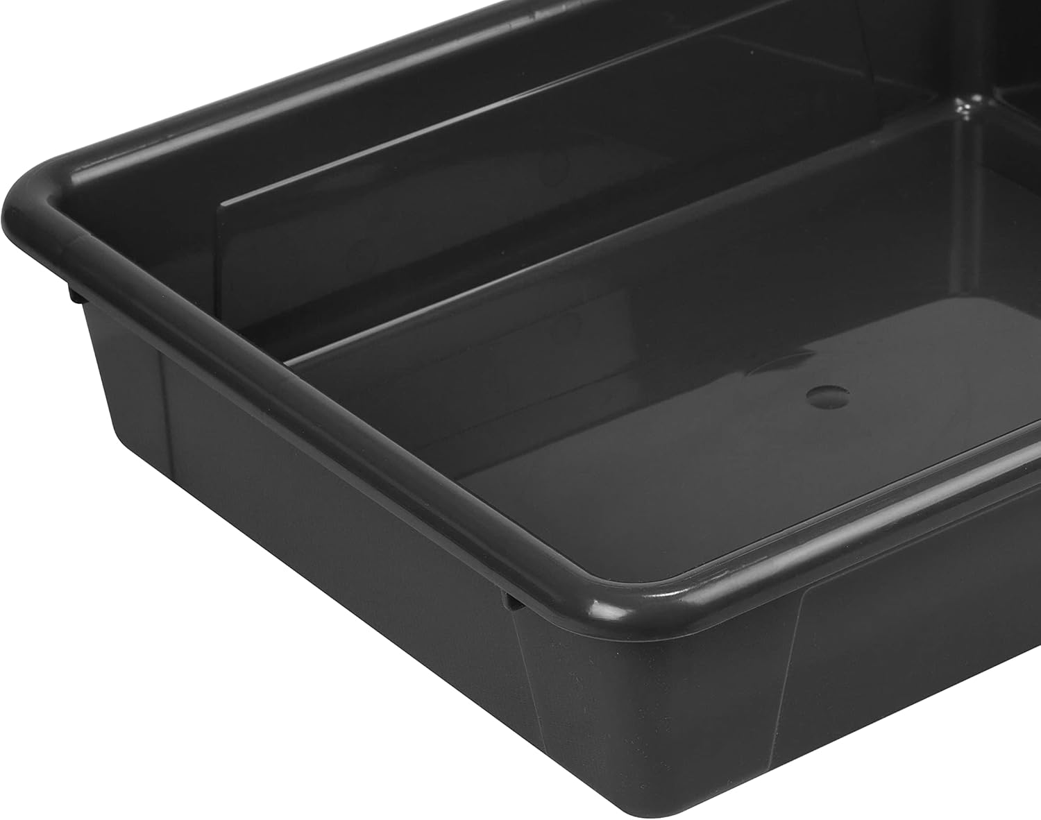 Storex Letter Size Flat Storage Tray &ndash; Organizer Bin with Non-Snap Lid for Classroom, Office and Home, Black, 5-Pack (62535A05C) image number 5