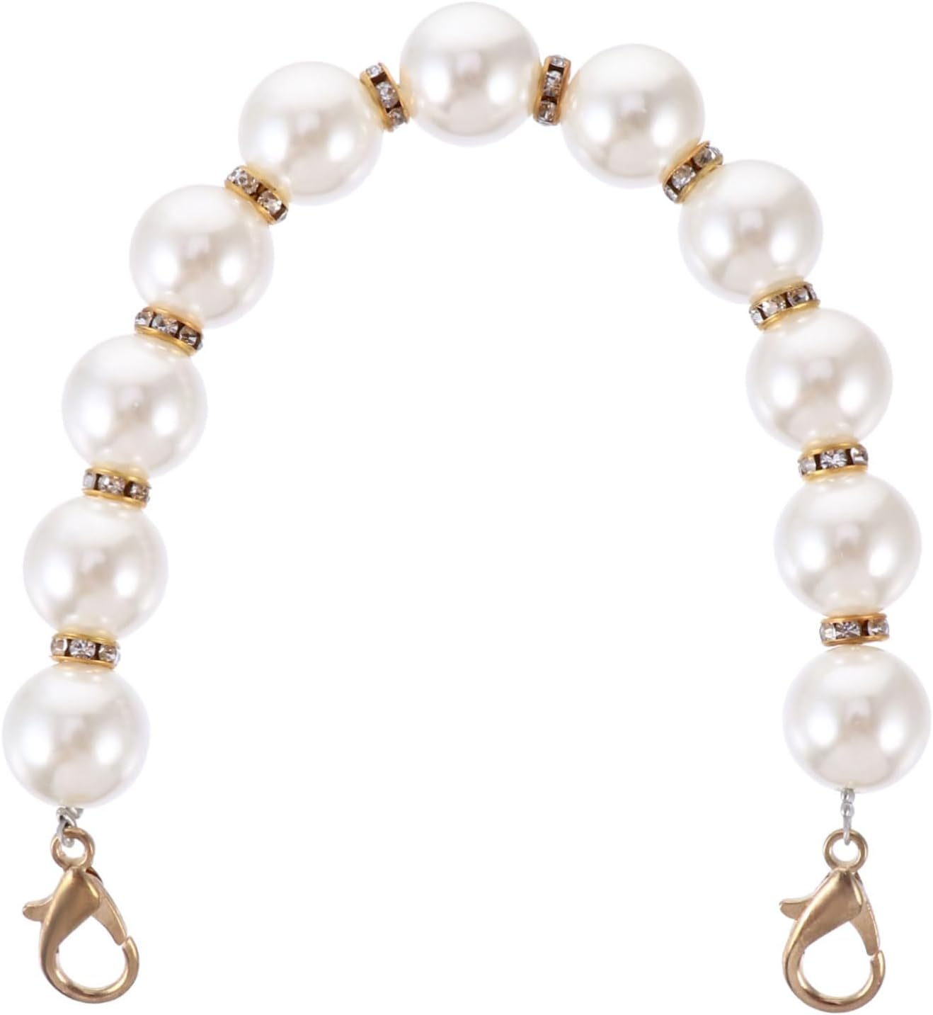 KONTONTY Metal Buckle Bag Pearl Chain Handbag Strap Chain Shoulder Strap Bag Replacement Fashionable Pearl for DIY Purse image number 3