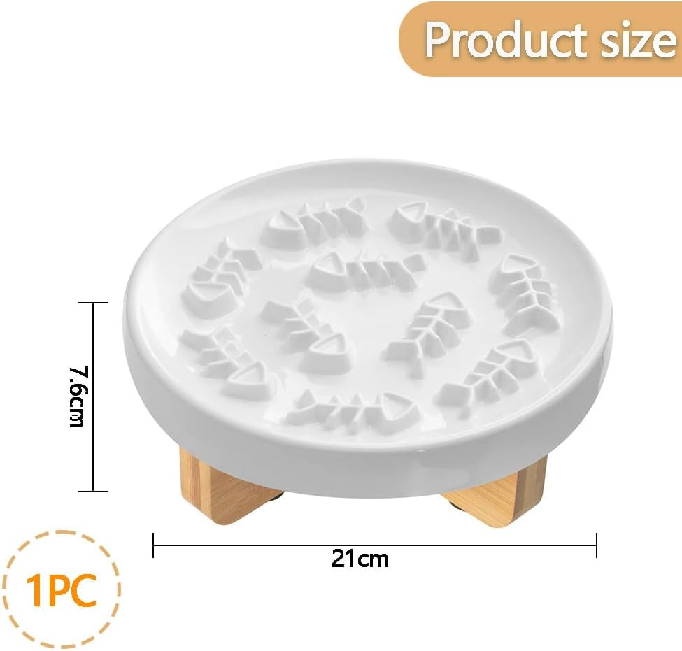 Ceramic Raised Slow Feeder Bowl with Stand for Cats and Small Dogs, Elevated Pet Bowl for Healthy Eating, Prevents Choking and Black Chin, Slow Feed Solution image number 6