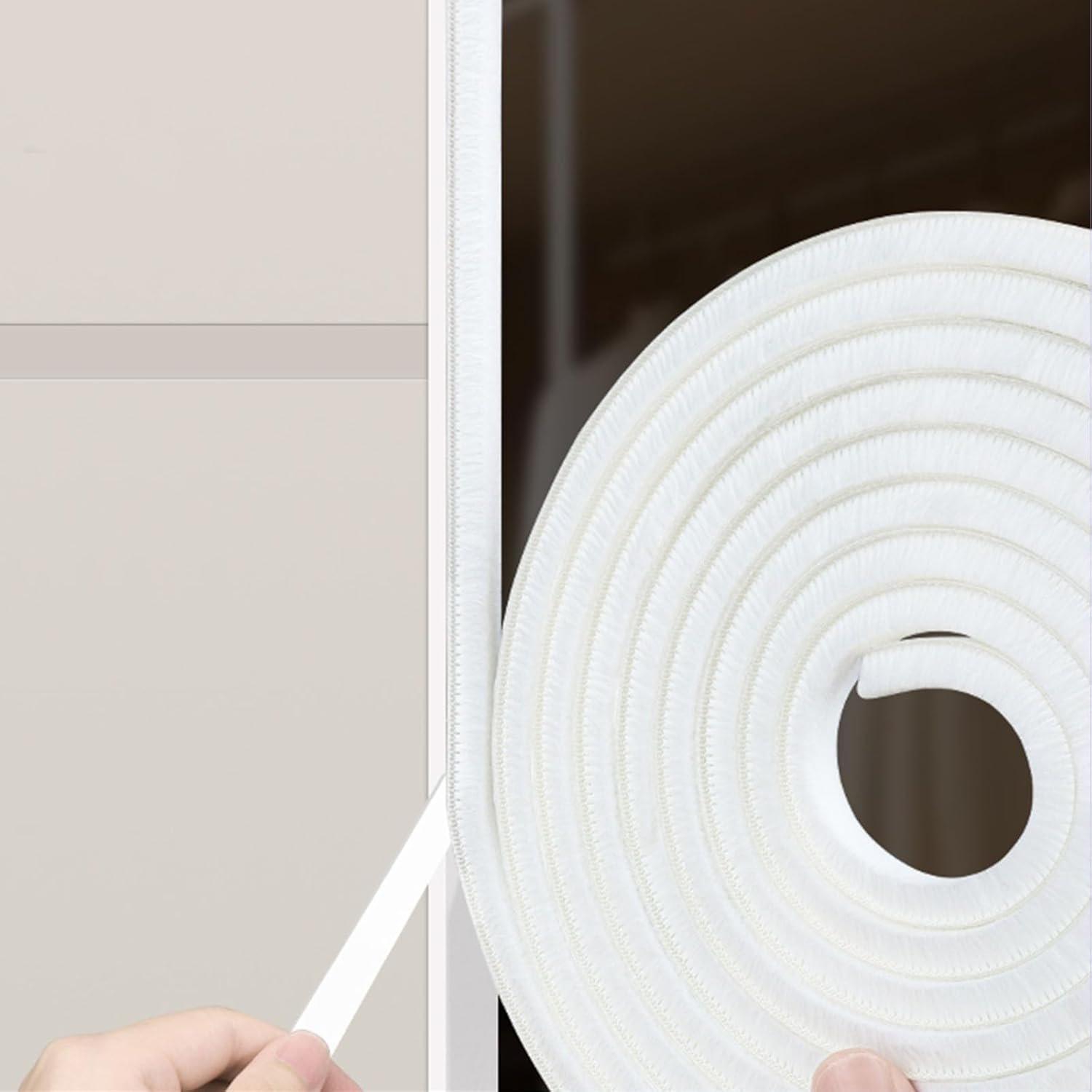 Weather Stripping Door Window Seal Strip 33 Ft, Selfadhesive Strong Adhesion, Soundproofing, Draft Blocker, Dustproof, Suitable for Doors and Windows Cabinet Doors, 0.2 Inch Thick, White