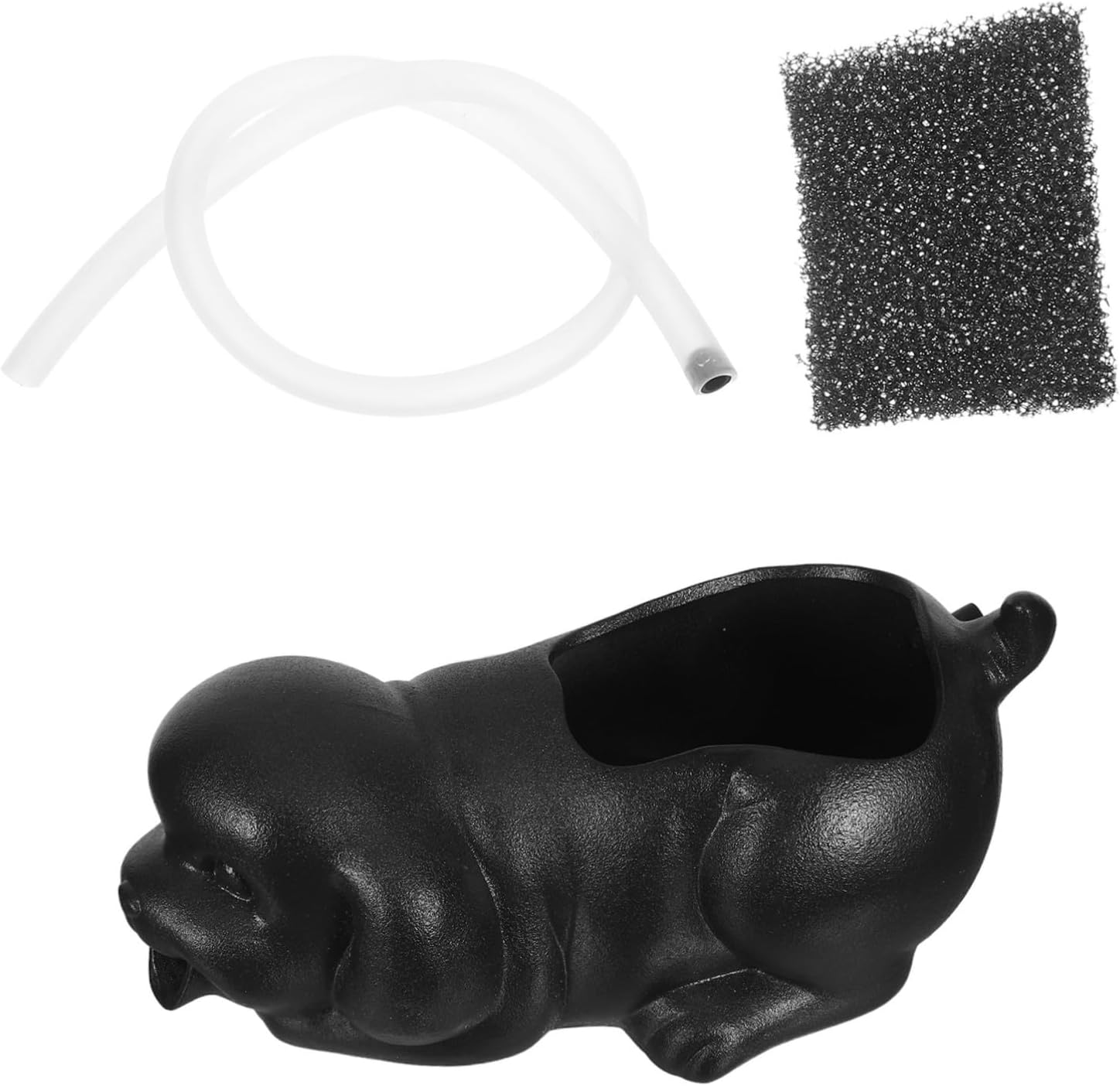 Yardwe Ceramic Dog Fountain Spitter for Outdoor Garden and Aquarium Decor Interactive Tabletop Waterfall with Natural Filtration Plant-Friendly Fish Tank Accessory