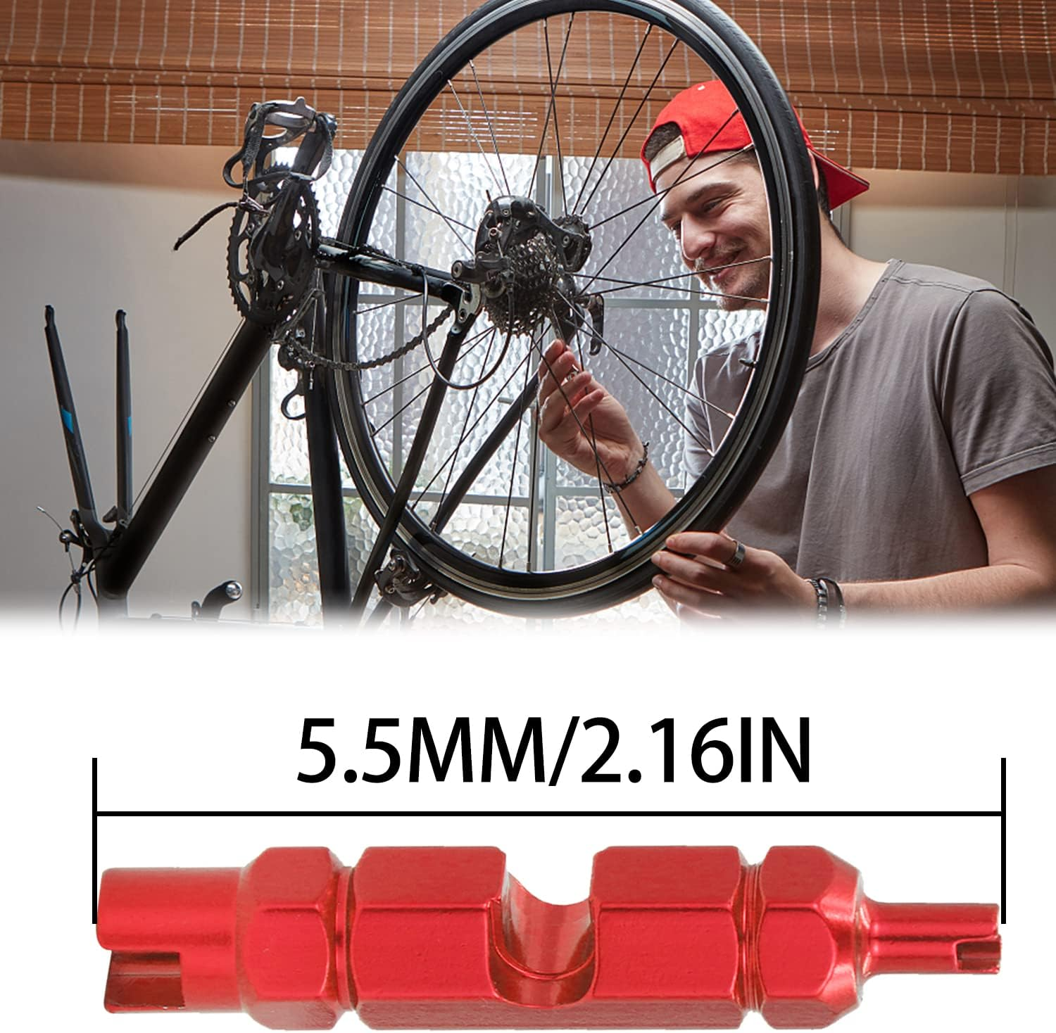 WALWAL Valve Core Remover Tool - Universal Fit for Schrader & Presta - Aluminum Alloy Valve Repair Kit for Bicycles, Motorcycles, Cars - Lightweight, Compact & Durable (1Pcs，Red) image number 4