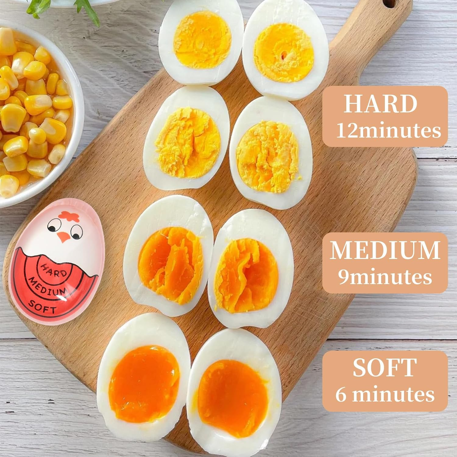 3 Pack Egg Timer Set, Reusable Heat Sensitive Color Changing Egg Timers for Boiled Eggs image number 5