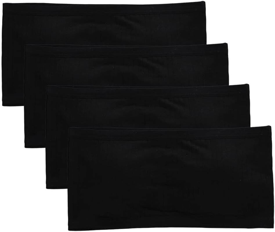4 Pack Padded Bandeau for Girls - Breathable Cotton Bra Strapless Bralette Wireless Seamless Crop Tops with Removable Pads
