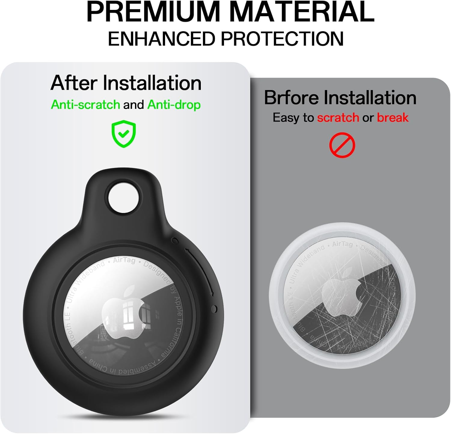 Leonids for Airtag Holder for Apple Airtag 2021, Waterproof & Anti-Scratch Protective Case with Anti-Lost Keyring for Pet Collar, Backpack, Luggage - Black image number 2