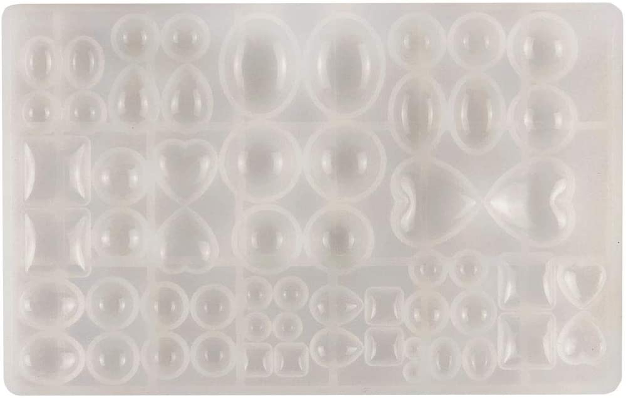Cabochon Gem Jewelry Silicone Mold Kit Oval Teardrop Square Heart round Shapes for Polymer Clay Crafting Resin Epoxy Pendant Earrings Making Casting DIY Craft Mold 29 Design 58 Cavity Large image number 4