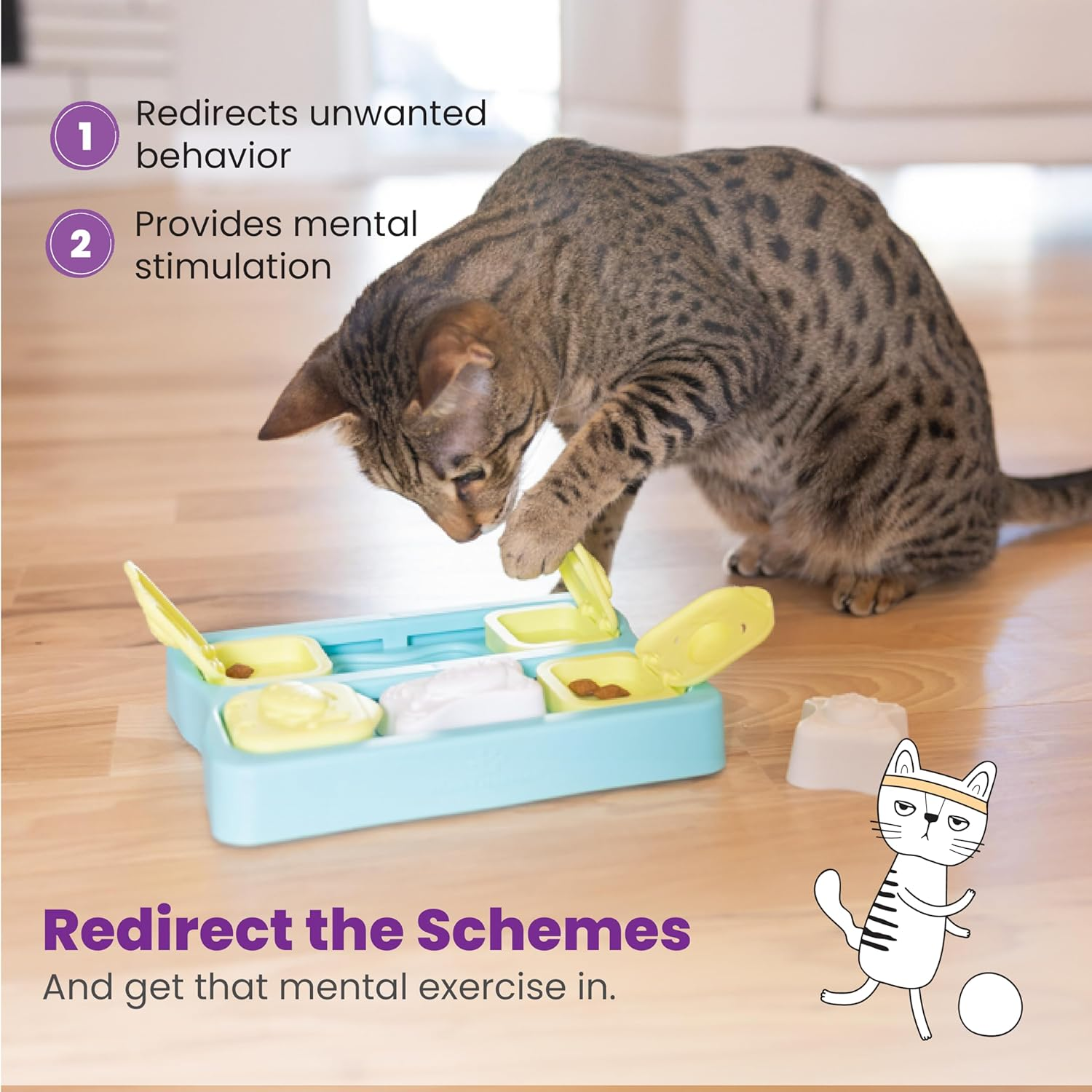 Catstages Kitty Cube Puzzle Interactive Cat Treat Puzzle Cat Toy, Blue image number 3