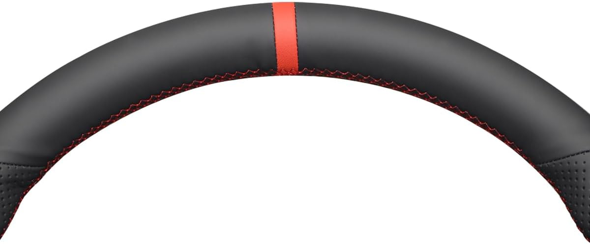 MEWANT Car Steering Wheel Covers for Isuzu D'Max 2021-2023 Hand-Stitched Car Steering Wrap - Genuine Leather + Red Stripethread image number 5