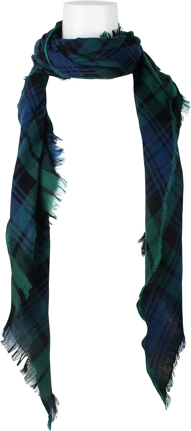 VIVIAN & VINCENT Triangle Fall Winter Soft Plaid Scarfs for Women Scarf Warm Shawls and Wraps - Christmas Red Green Tartan image number 2