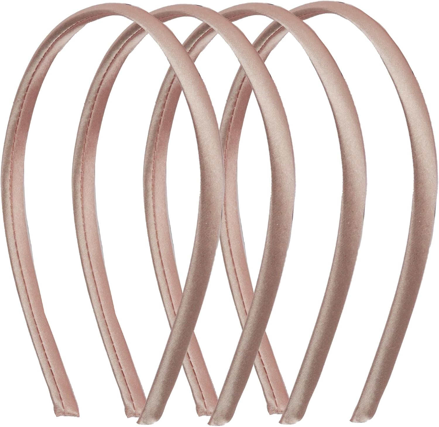 Motique Accessories Thin Headbands for Women Solid Satin 4 Pack - Black