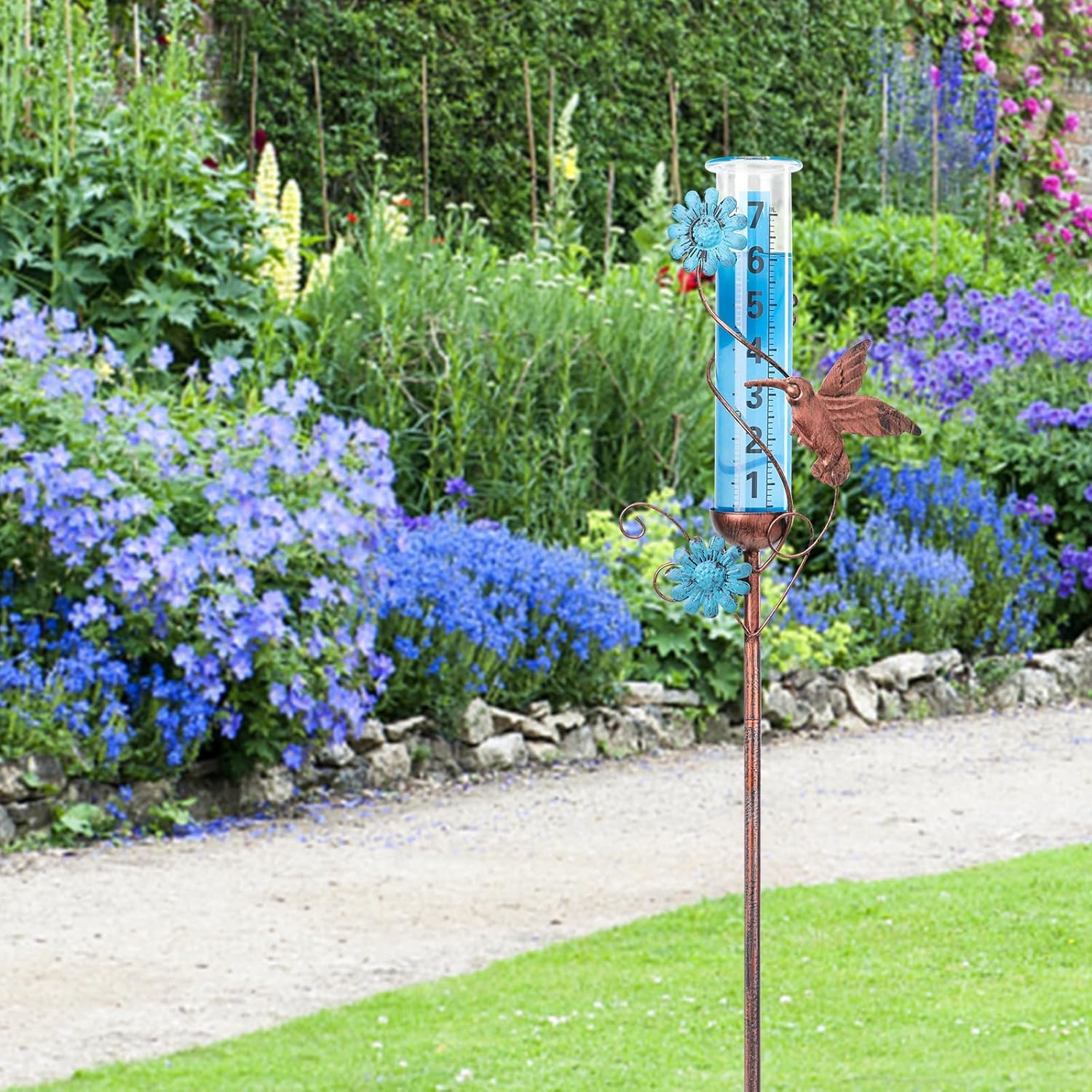 Hummingbird Rain Gauge - Detachable Rain Gauge with Metal Stake 36 Inch Height Decorative Rain Gauge, Plastic Tubes for Garden Yard Outdoors Fence Decoration image number 6