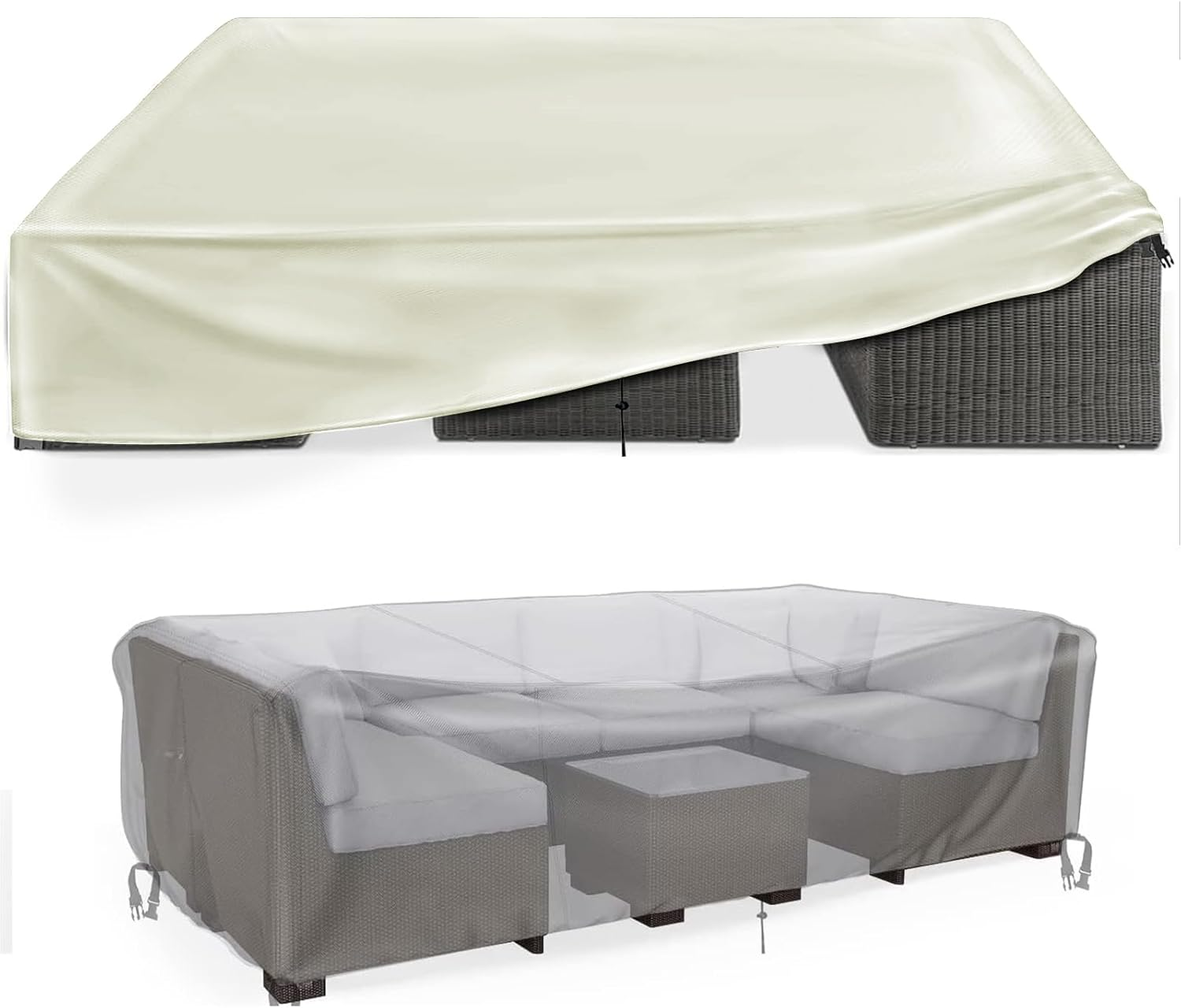 Outdoor Patio Furniture Cover Set, Heavy Duty Oxford Fabric Waterproof Furniture Covers, Dustproof, UV Resistant, for Tables, Chairs, Sofas, Outdoor Furniture Covers (BEIGE, 325X208X58CM) image number 5