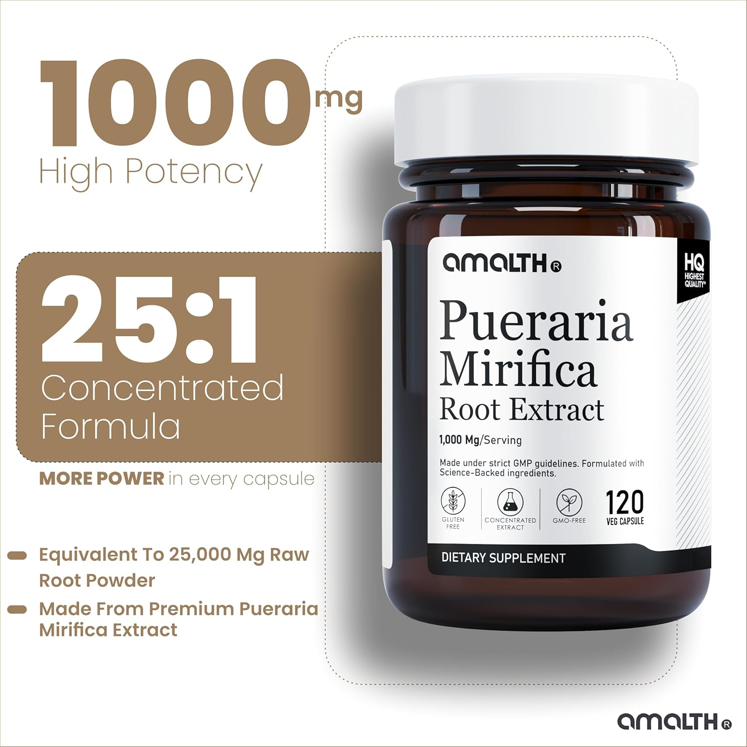 Amalth Pueraria Mirifica Extract 10000Mg Strength-90 Veg Capsules Supports Women Wellness Naturally image number 1