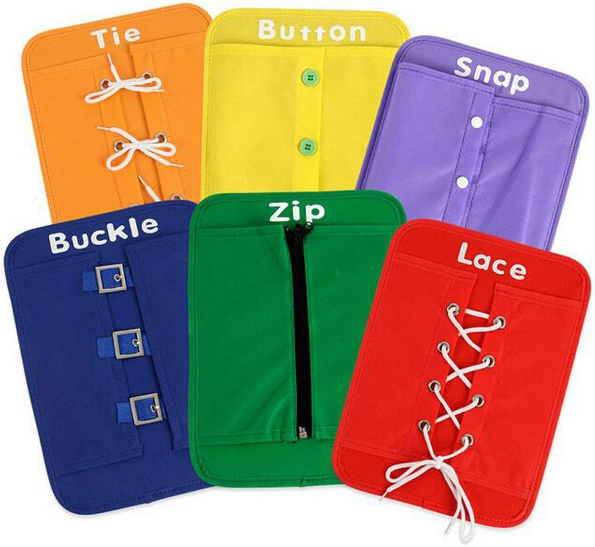 Toddler Early Learning Aids Learn to Dress Board 6Pcs/Lot Busy Board - Zip, Snap, Button, Buckle, Lace & Tie Basic Skills Development Toy