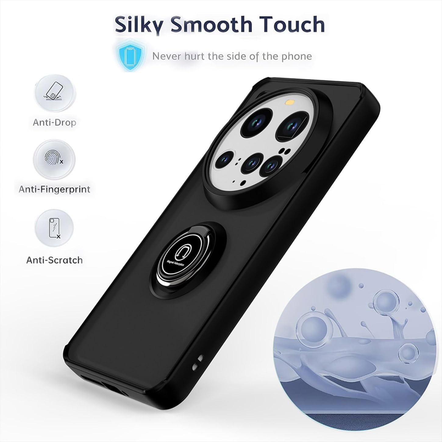 ILING Mobile Phone Case for Xiaomi 15 Ultra, Ultra Thin Shockproof Translucent Matte Hard PC Back Case, Soft Silicone TPU Bumper Protective Case with Ring Stand (Royal Blue) image number 2