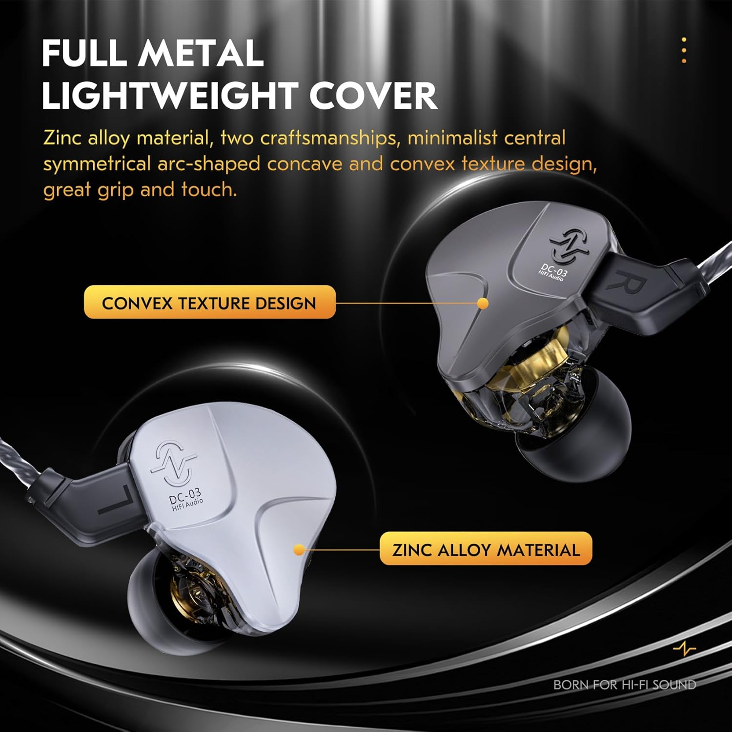 Yinyoo CCZ Sonata DC03 USB-C IEM Headphones, 10Mm Magnetic Dynamic Driver, High Fidelity Gaming Sports In-Ear Headphones, Wired Type C Earbuds for Gift PC Audiophile Singer image number 4