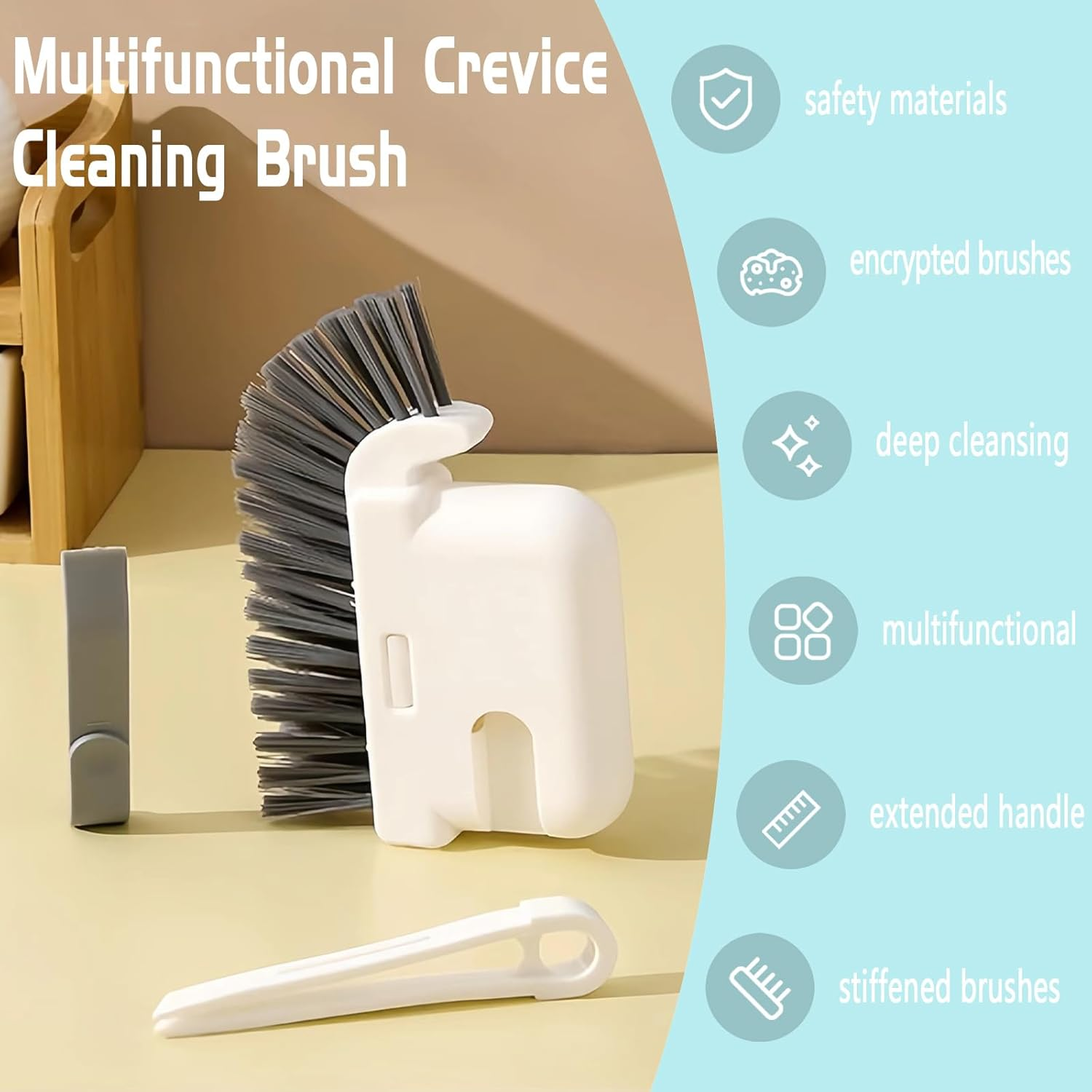 2 Pack Scrub Brushes for Cleaning, Bathroom Cleaning Brush, Cleaning Brushes for Household Use (Gray, Yellow) image number 6