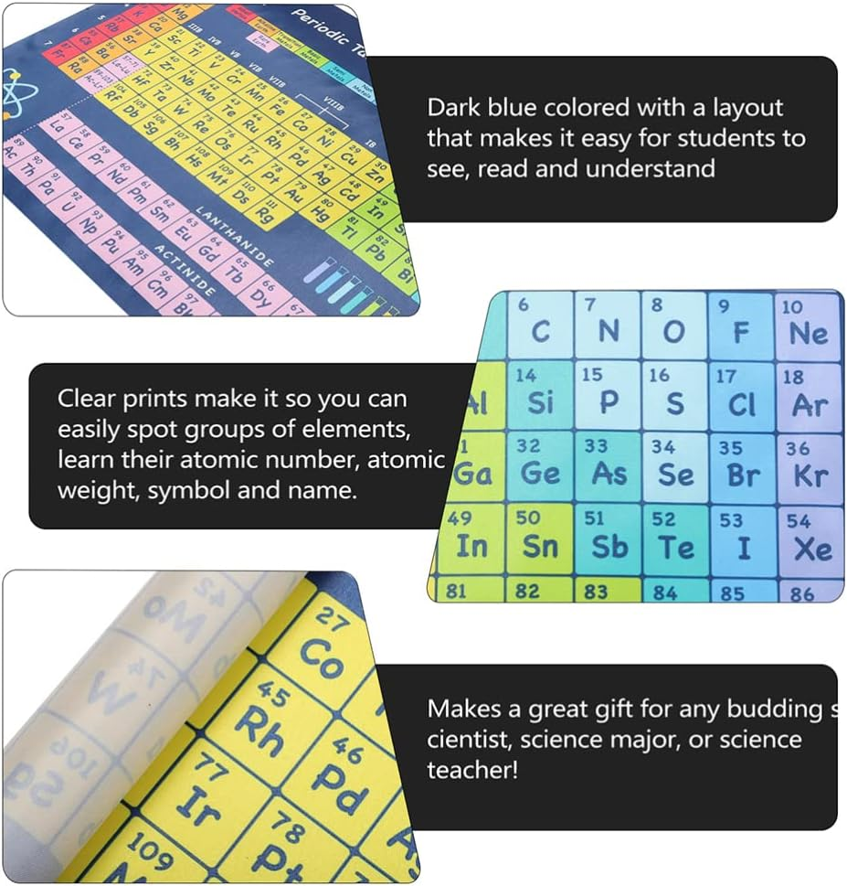 Iplusmile Chemical Periodic Table Chemistry Elements Wall Pictures Decor Periodic Table of Elements Wall Art Science Poster Chemistry Periodic Table Supplies Child Laminated Silk Cloth image number 6