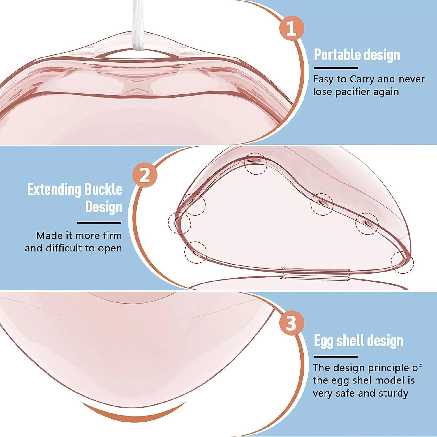 Pacifier Case,4 Pack BPA Free Pacifier Holder Case,Transparent Container Box for Baby Binky（Not Included,Essential Pacifier Accessories,Alway Keep Paci Clean,Easy to Clean(Pink) image number 2