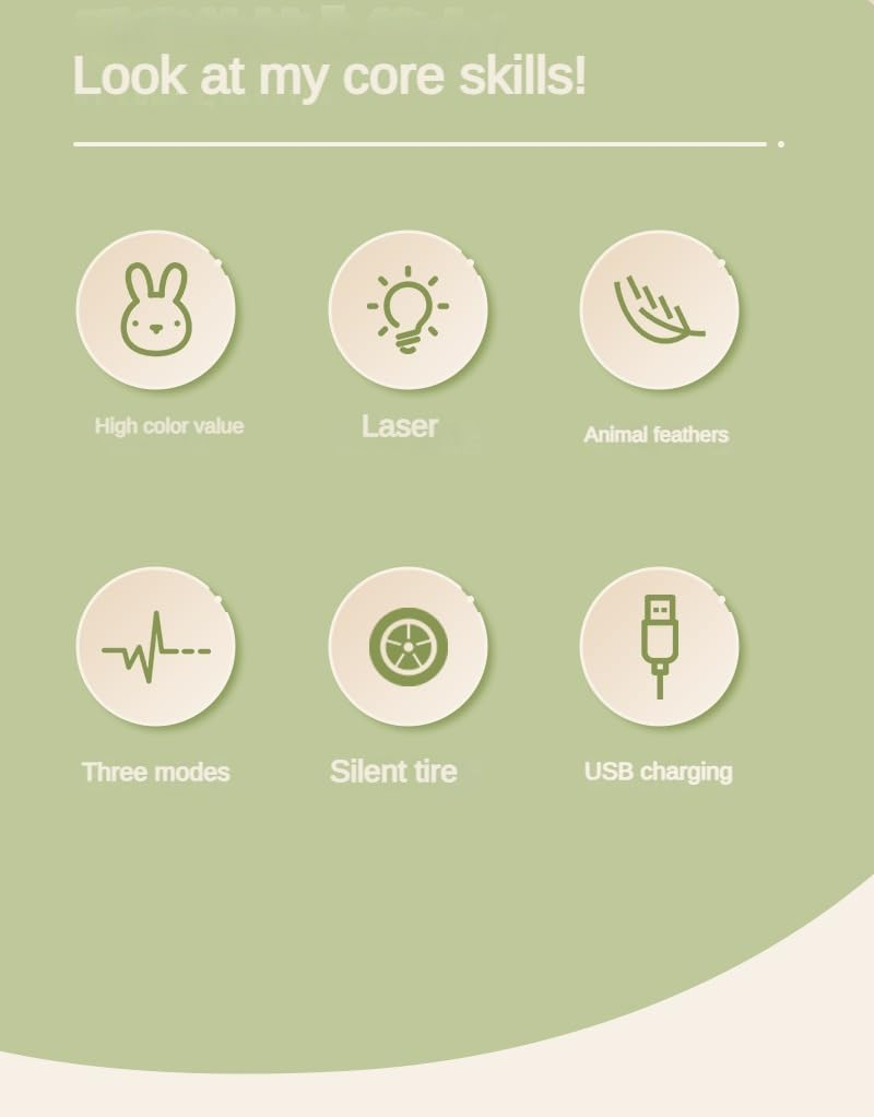 Rechargeable Motion Activated Interactive Cat Toys, Long Lifetime Motor,Interactive Toys for Cats, Smart Cat Toy, Rabbit-Shaped with Laser and Teaser Wand, Adjustable Modes and Silent Dual Motors image number 1