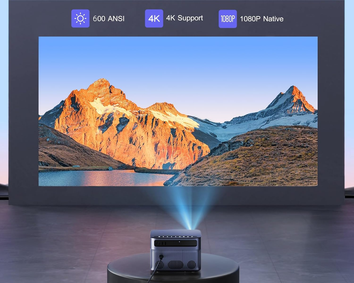 Projector【Auto Focus & Keystone】 Projector 4K 30000 Lumen Wifi6 Bluetooth Full HD 1080P Projectors Home Theater/Outdoor,50% Zoom 300'' Display for Ios/Android/Ps5/Tv Stick/Hdmi/Iphone image number 2