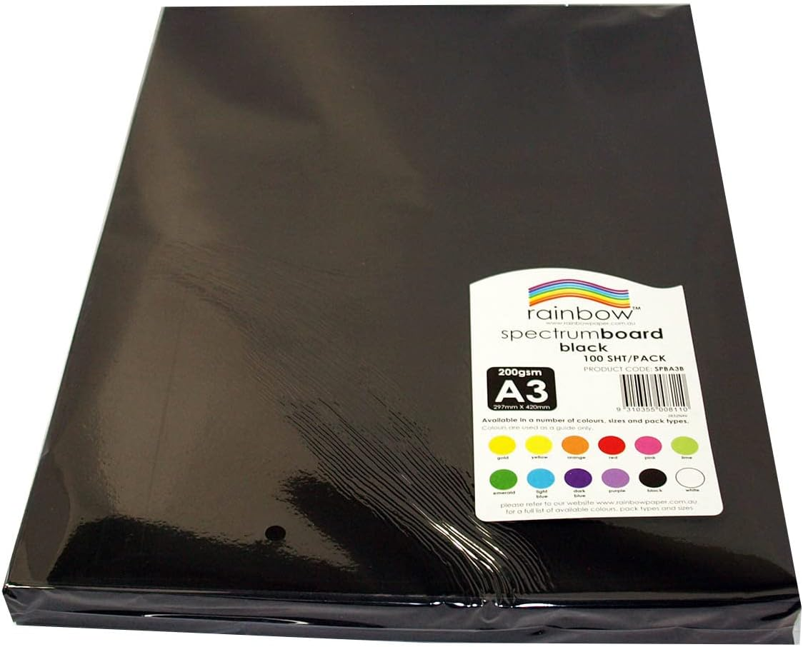Rainbow A3 Cardboard 100 Sheets, Black image number 2