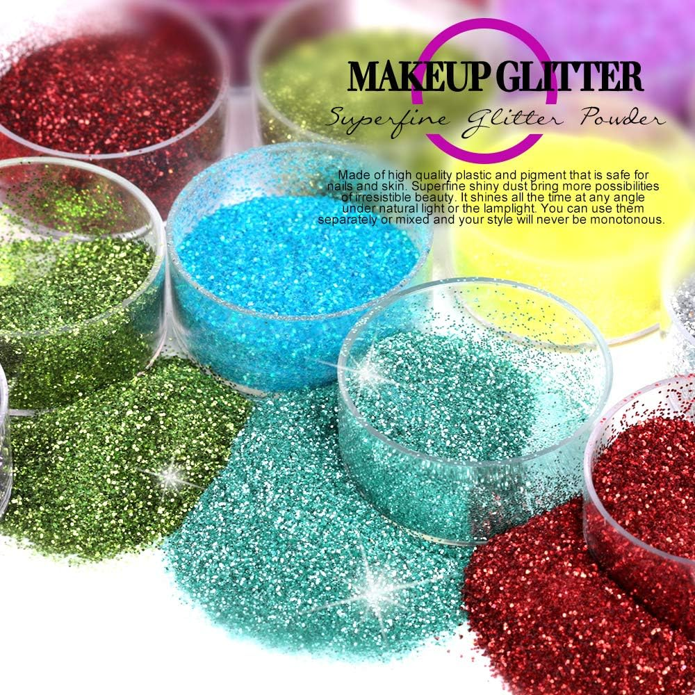 FANDAMEI 48 Colors Nail Glitter Set, 48 Boxes 5G Nail Art Glitter, Fine Glitter Powder for Eyeshadow, Cosmetic, Arts, Crafts, Decoration. Body Glitter, Face Glitter for Festival, Makeup, Halloween image number 3