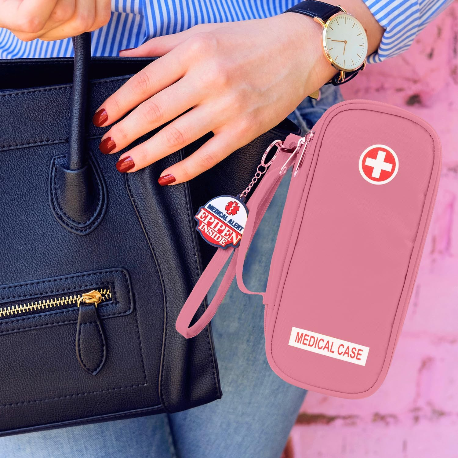 Jayour Epipen Medical Carrying Case Insulated, Travel Medication Organizer Bag Emergency Medical Pouch, Fits 2 Epipens, Asthma Inhaler, Anti-Histamine, Auvi-Q, Allergy Medicine Essentials image number 6