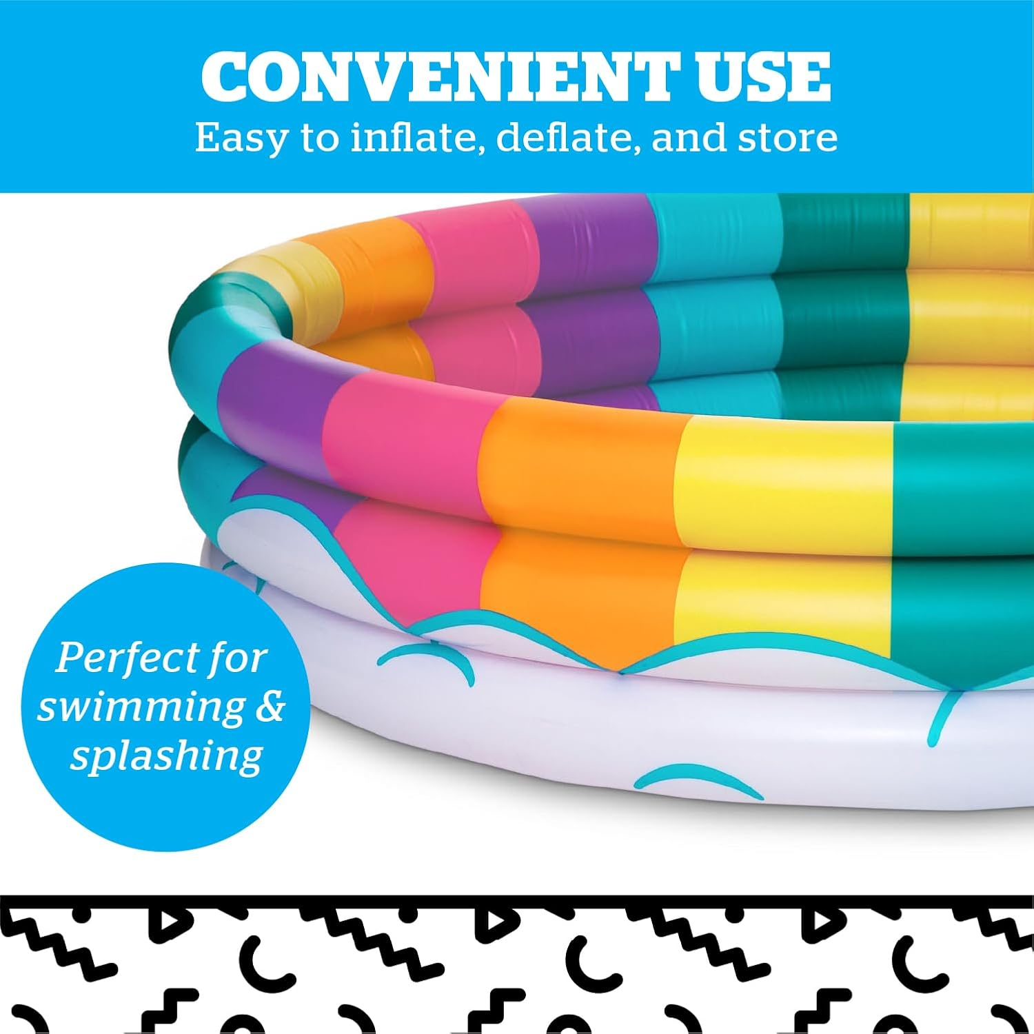 Bigmouth Inc. Inflatable Kiddie Pool, Durable Plastic Baby Pool (Rainbow) image number 1