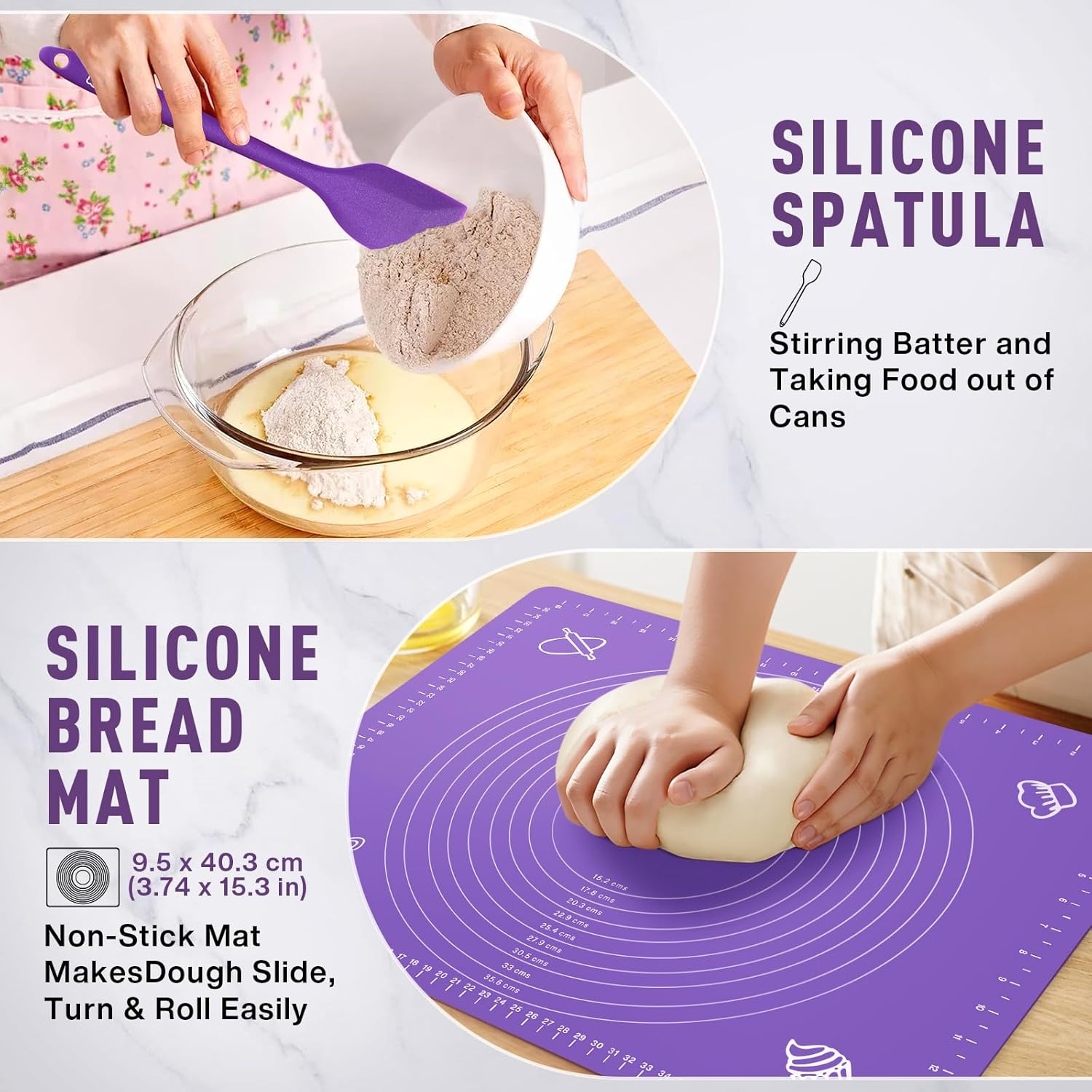 MIAOKE Sourdough Bread Baking Accessories Proofing Basket Kit - Dough Whisk, Bread Lame, Proofing Baskets 10 Inch round and 9 Oval, Dough Scraper, Cooking Brush, Basket Liner Complete Sourdough image number 6