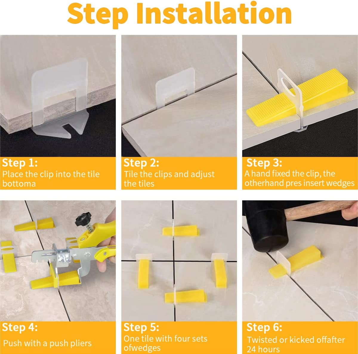 Tile Leveling System with Tile Plier - 300-Piece Tile Spacers Clips and 100-Piece Reusable Wedges - Tile Tools Set for Stone Installation (1/8 Inch Tile Spacers) image number 6
