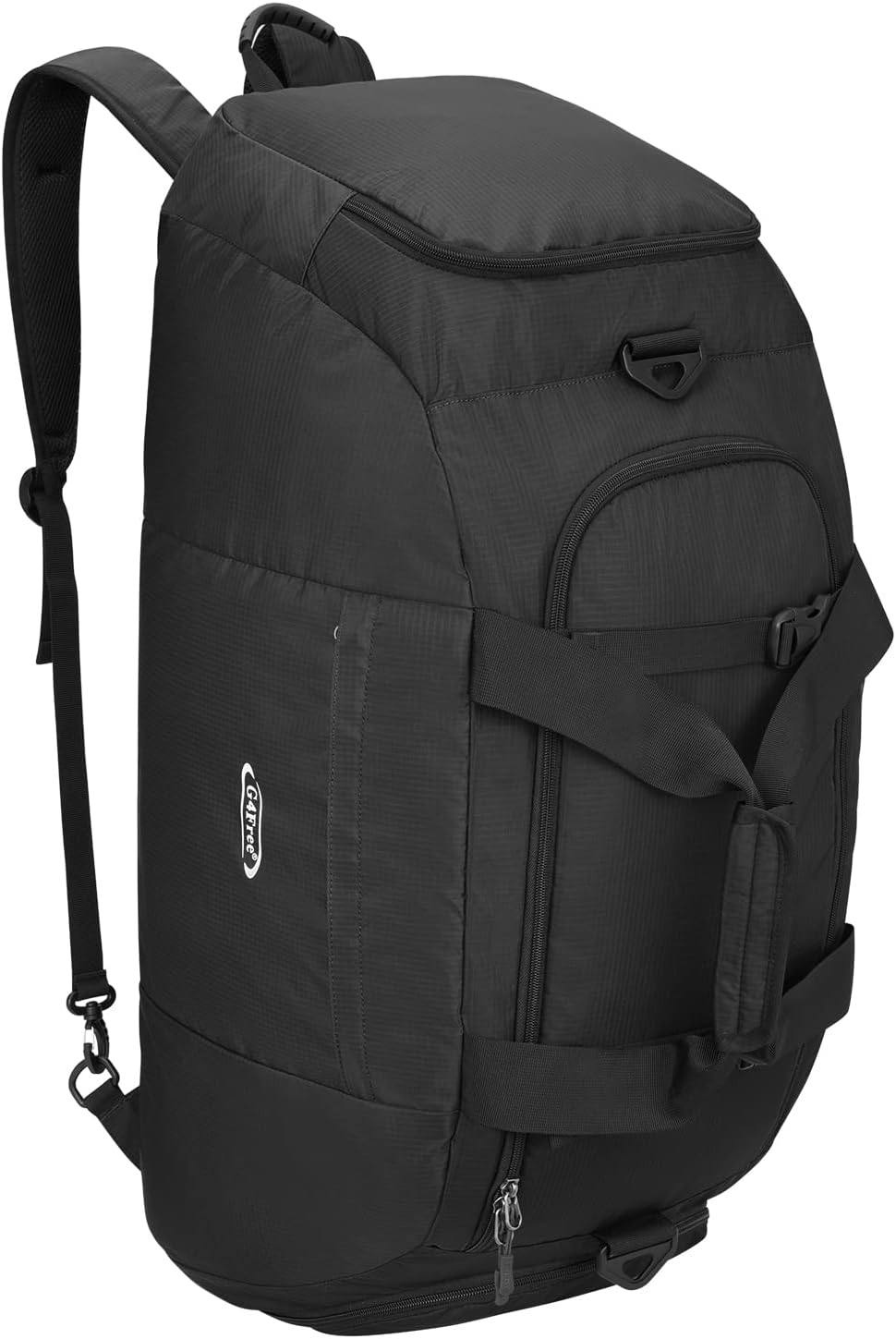 G4Free 70L Large 3-Way Duffle Backpack Gym Sports Duffel Bag Shoe Compartment, Black, 70 L, Compact