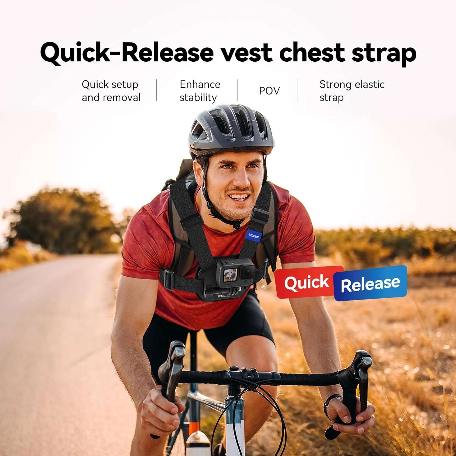 TELESIN&deg; Chest Mount Harness W Quick Release Adapter Chest Strap POV Photography Accessory with for Gopro Chest Mount Max Hero 13,12,11,10,9,8,7 Insta360 One R X4 X3, DJI Action 4 Osmo Pocket 3 AKASO