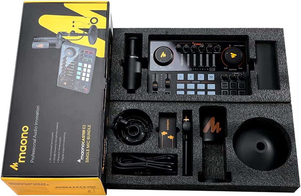 Maono AME2A USB-C Audio Interface - Built-In Effects, XLR and Inst Input, Includes Microphone