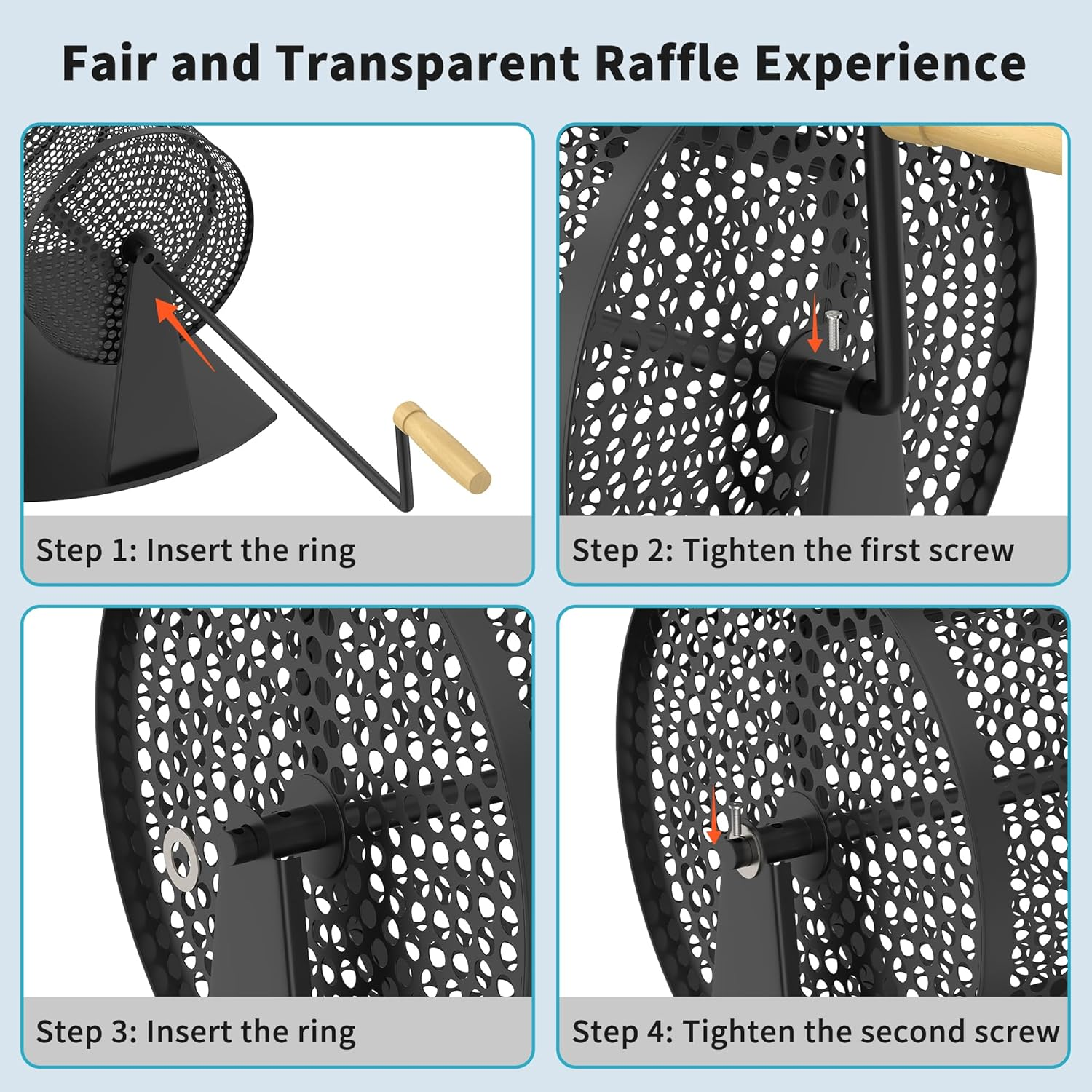 Orionstar Raffle Drum, Games & Sports Professional Raffle Ticket Spinner with Wooden Turning Handle Holds 2500 Tickets (Black) image number 1
