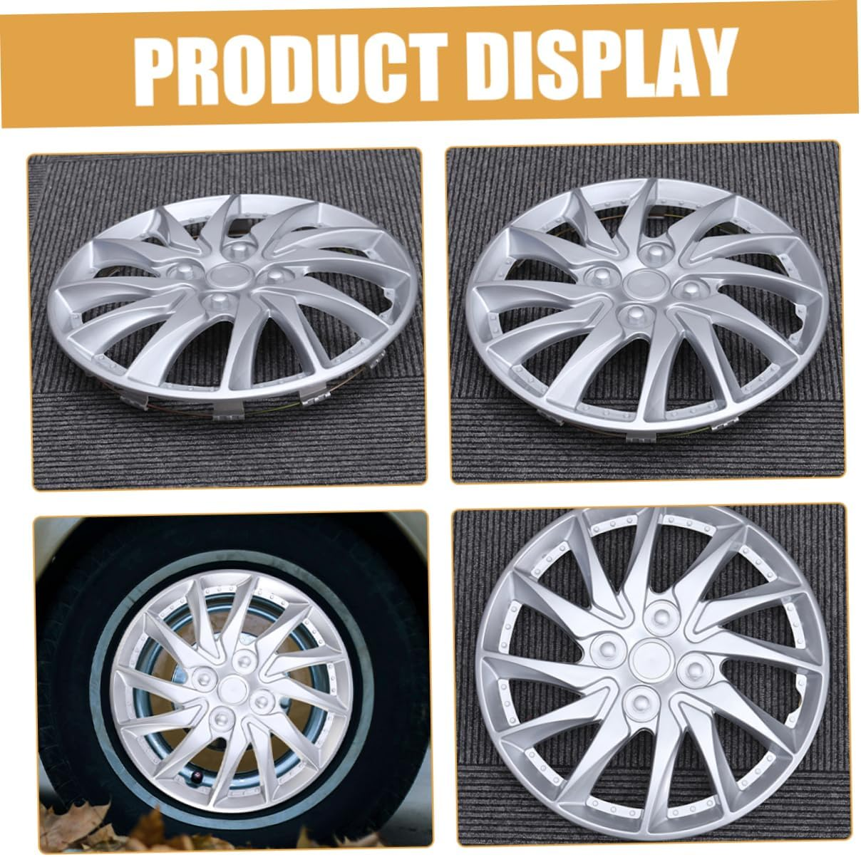 LOORGVEL 14 Inch Decorative Hubcaps Wheel Hub Caps for Car Automotive Grade Sturdy Cover Set Protection Rim Aesthetic Enhancement Easy Installation image number 6