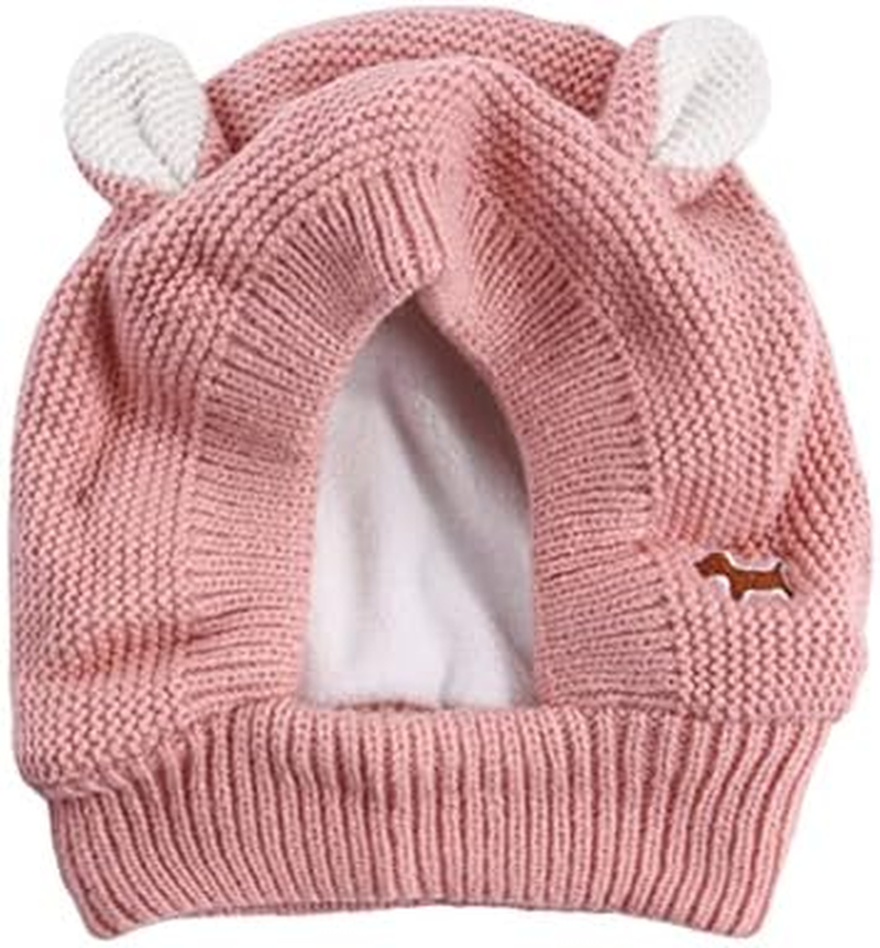YAMEE Dog Winter Hats - Large & Small Dog Ear Muffs, Knitted Hat for Outdoor Walking, Noise Protection (Small, Pink) image number 6