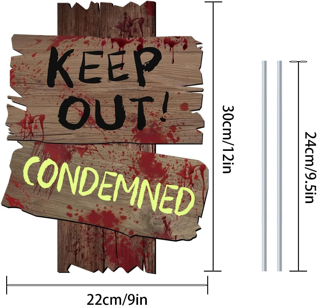 Halloween Decorations Outdoor Beware Yard Signs Stakes Creepy Assorted Warning Sign, Scary Zombie Theme Party Decor Supplies, Halloween Party Decorations, 6 Pieces, 22 X 30 CM (A) image number 1