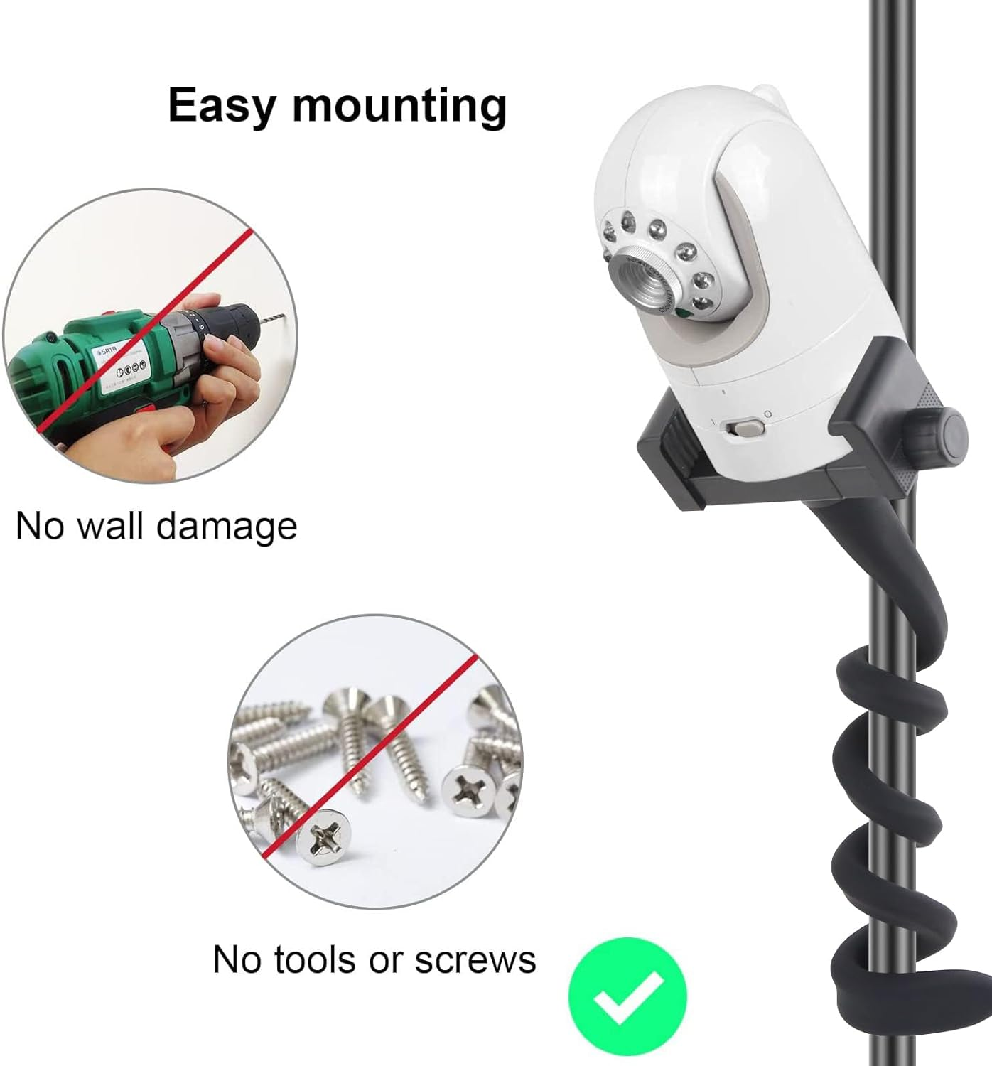 Baby Monitor Mount Camera Shelf Compatible with Infant Optics DXR 8 and Most Other Baby Monitors,Attaches to Crib Cot Shelves or Furniture,Universal Baby Camera Holder,（Black） image number 4