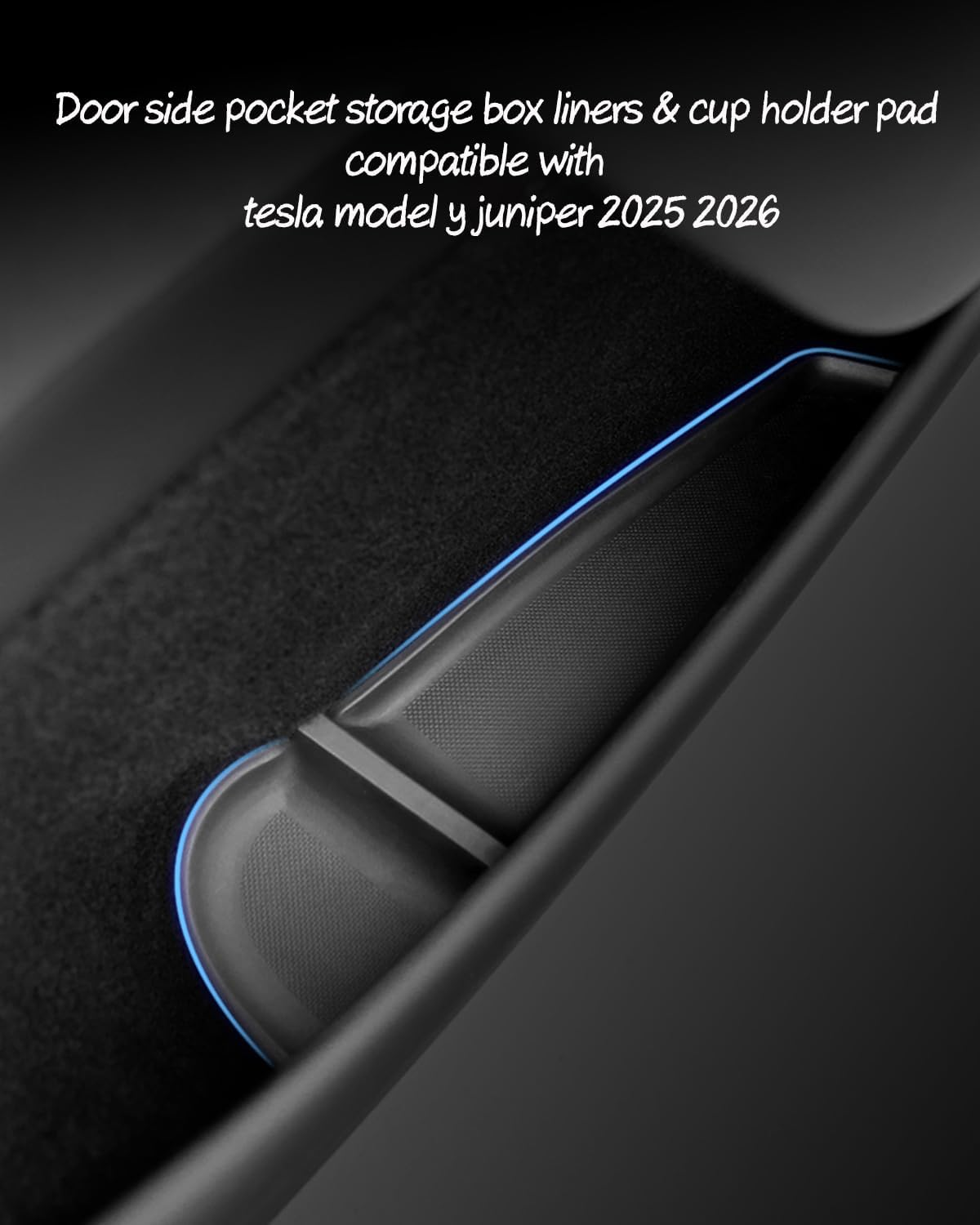 YOKOOHITECH Door Side Pocket Storage Box Liners, 4Pcs TPE Front & Rear Door Pocket Inner Organizer Trays and Cup Holder Pad Compatible with Tesla Model Y Juniper 2025 2026 image number 6