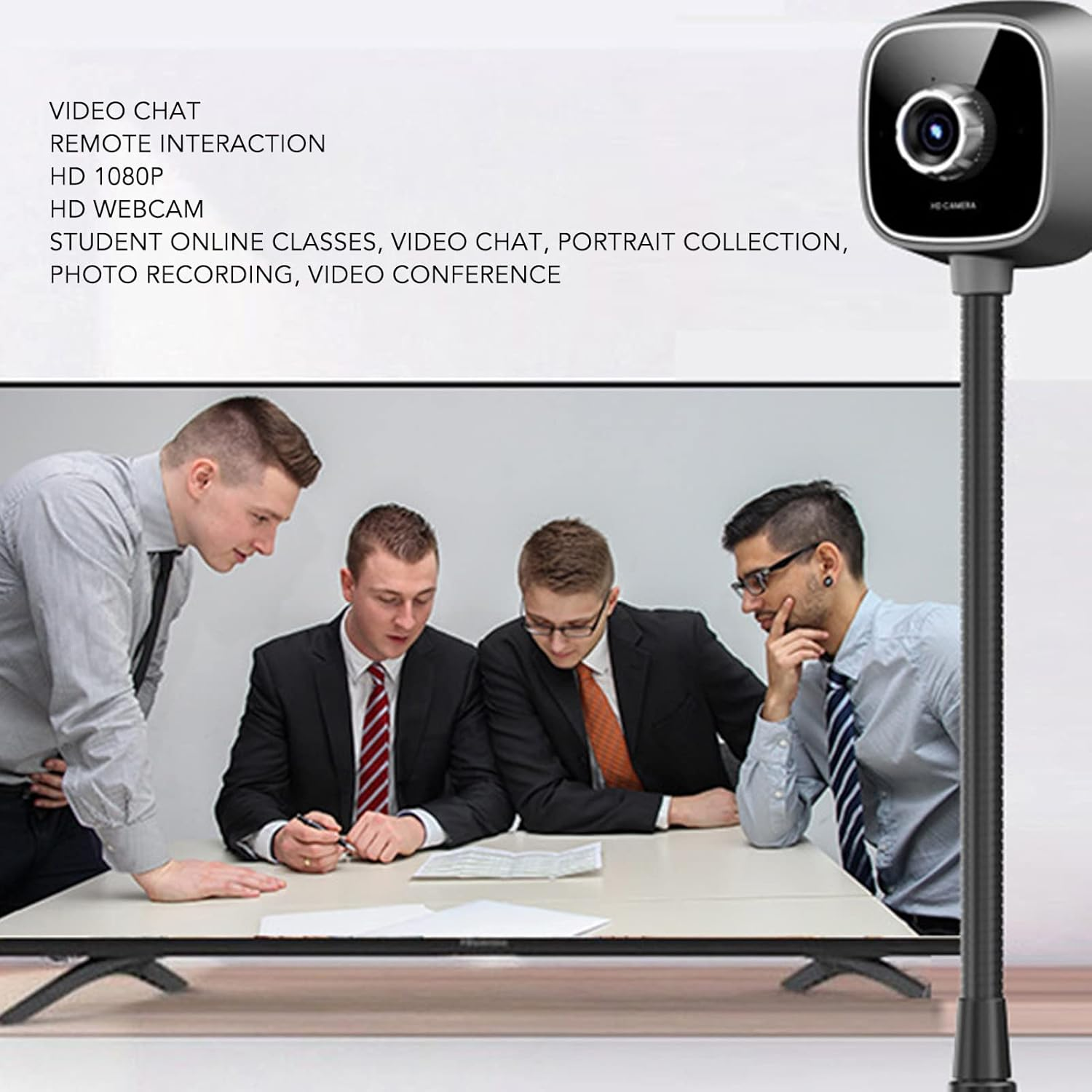 1080P USB Camera with Microphone, Web Camera, Noise Reduction Microphone Manual Focus Wide Angle USB Computer Camera for Online Class Video Conference