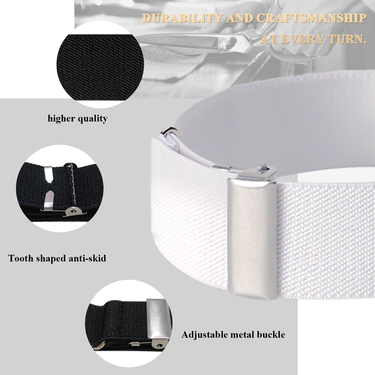 TORMEN Elastic Adjustable Armbands Shirt Garter Sleeve Holders Non-Slip Garters Adjustable Length for Men and Women image number 3