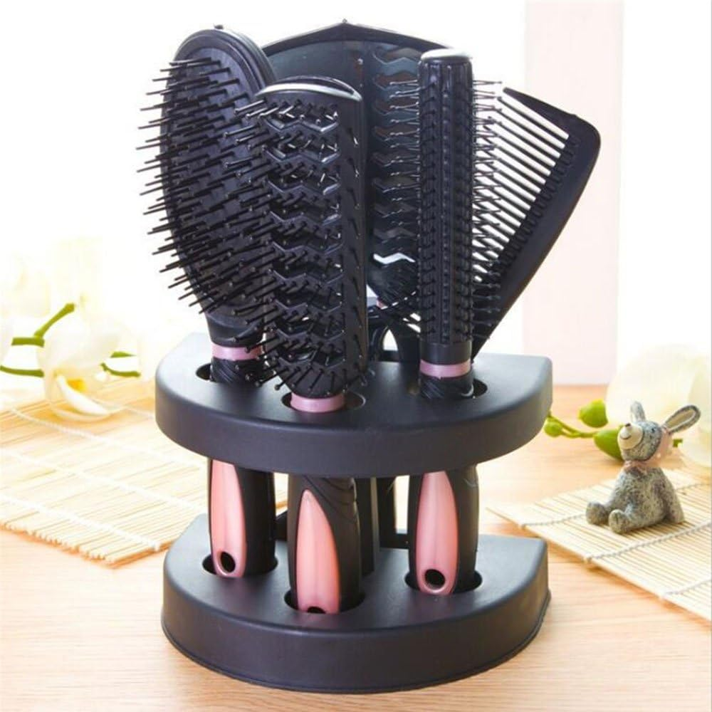 5Pcs Paddle Hair Brush Detangling Brush and Hair Comb Set Hair Brush Professional Salon Hairbrush Mirror Women Makeup Hand Comb Set for Straight Curly and All Hair Types (Pink) image number 3